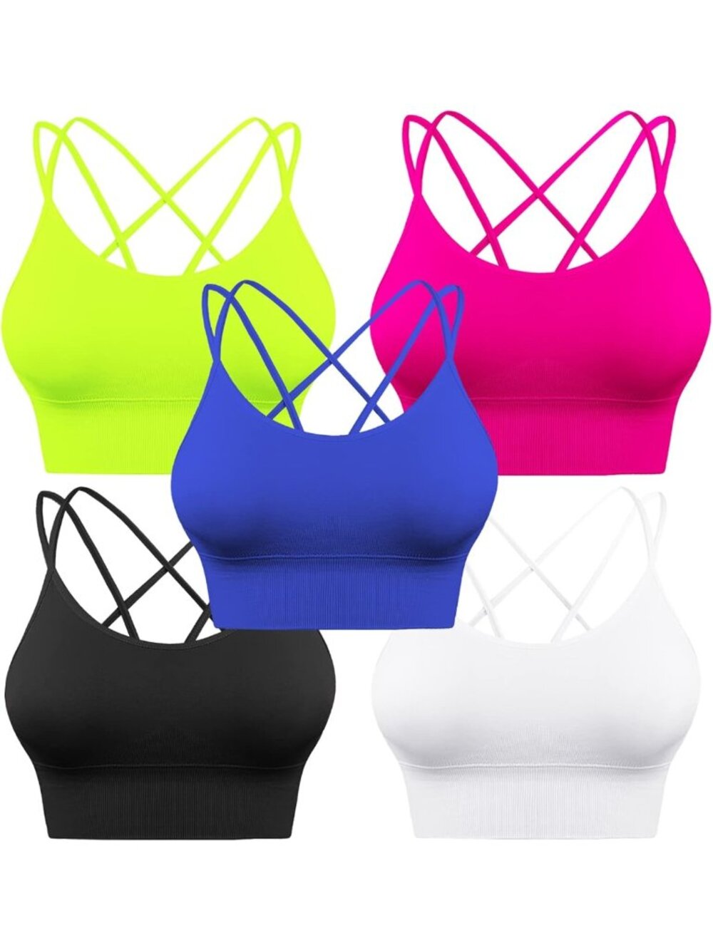 3 Pack Strappy Sports Bras for Women - Crisscross Yoga, Running & Gym Fitness